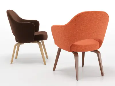 Saarinen Executive Armchair with Wooden Legs 3D model