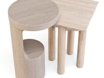 Crate and Barrel Hout and Flora - Side Tables 3D model