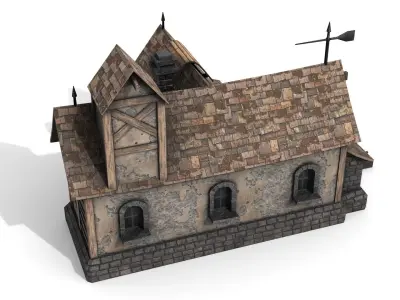 Medieval House Low-poly 3D model