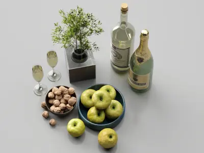 Apple Fruit Set 3D model