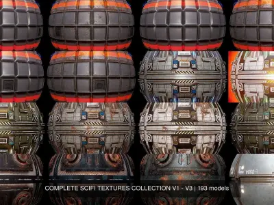 COMPLETE SCIFI TEXTURES COLLECTION V1 - V3 3D Model Pack