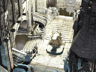 Dark Gothic Cathedral Dagon Architecture with interior 1 3D model