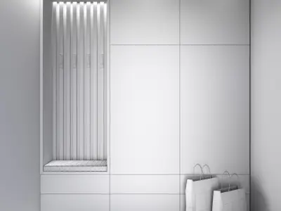 Hallway set entryway with wall and wooden floor 3D model