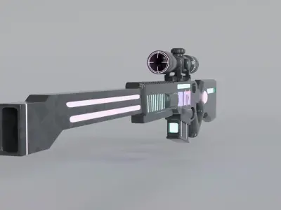 Sci-Fi Stylized Sniper Low-poly 3D model