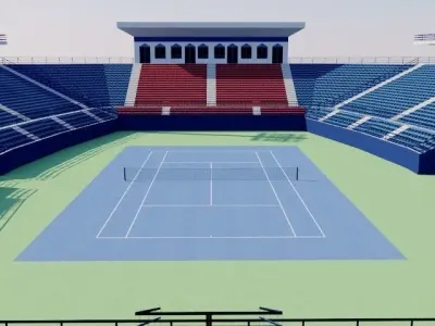 Dubai Tennis Stadium Low-poly 3D model