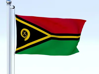 Animated Vanuatu Flag Low-poly 3D model
