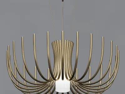 STARDUST chandelier made of brass and wood 3D model