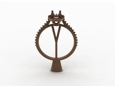 Oval Diamond Halo Engagement Ring 3D print model