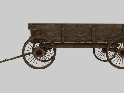  Textures Medieval Wagon Low-poly 3D model