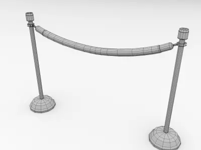 Stanchion rope barrier 3D model