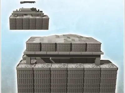 Fortified shooting range with roof and hesco 8 3D print model