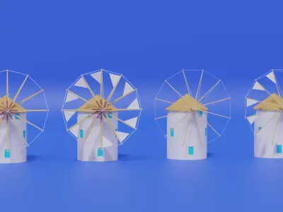 Cartoon Greek Windmill Collection 3D model