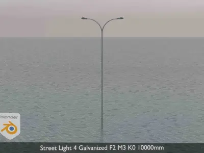 Street Light 4 Galvanized F2 M3 K0 10000mm  Low-poly 3D model