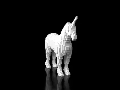 Unicorn Minecraft Voxel Low-poly 3D model