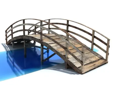 Low Poly Old Wooden Bridge 2 Low-poly 3D model