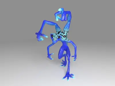 low poly four armed alien Low-poly 3D model