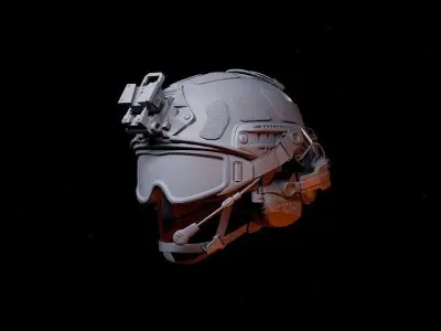 High Cut Tactical Helmet 3D model