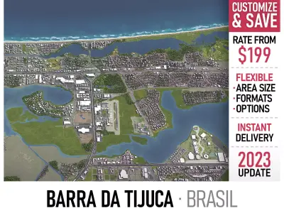 Barra da Tijuca - 3D City Model Low-poly 3D model