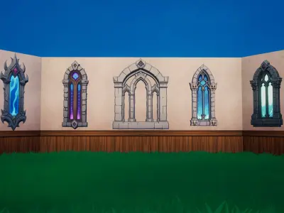 61 Stylized Windows - Stylized RPG Fantasy Prop Pack Low-poly 3D model