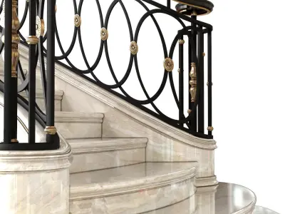 Classic marble stair in Art Deco style 3D model
