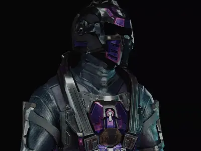 ALIEN with armor Low-poly 3D model