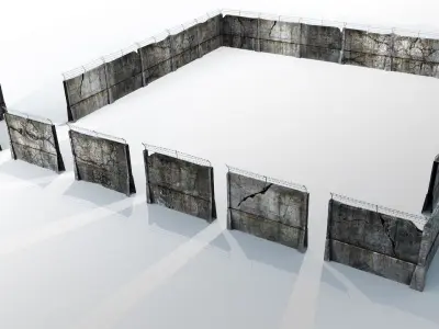 Fence detailed Low-poly 3D model