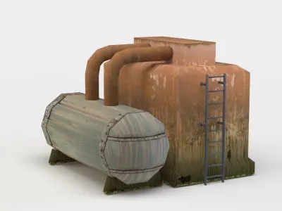 Tank old rusty Low-poly 3D model