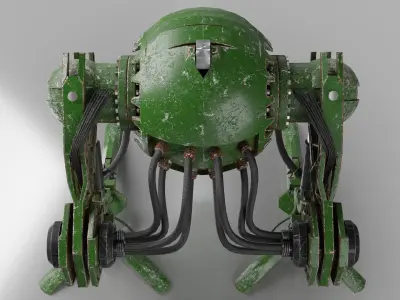 Robot model sci-fi Low-poly 3D model