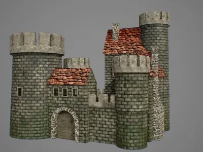 Medieval fortress 3 Low-poly 3D model