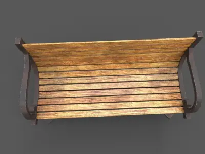 Old Street Bench Low-poly 3D model