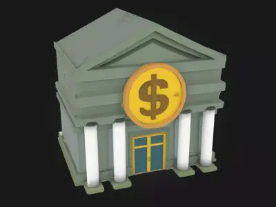 Bank Building Icon Classic Financial Institution  3D model