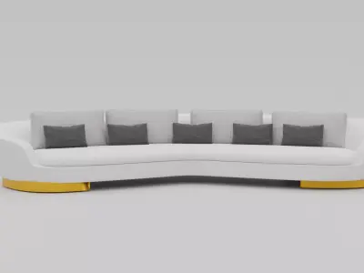 Sofa 3d model with gold legs 3D model