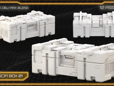 SCI-FI Props Collection BOXES 3D model