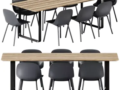 Fiber Outdoor Chair and 70 70 Table by Muuto 3D model