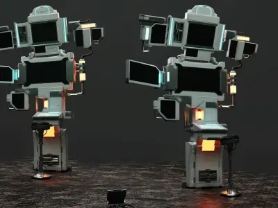 Sci-Fi Control Room Set Low-poly 3D model