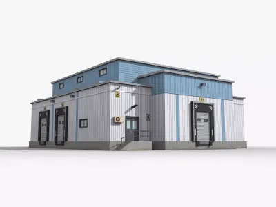 Factory x6 Low-poly 3D model