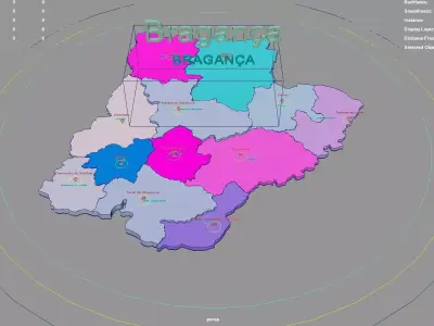 Braganca  Portugal map region geography political geographic 3D model