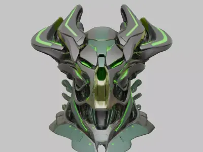 Futuristic Neon Warlord 3D Model Low-poly 3D model