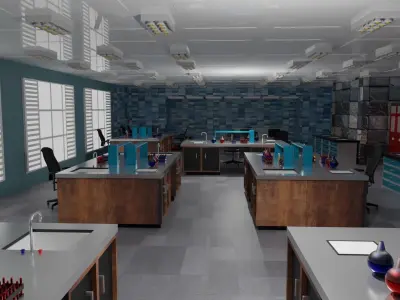 Laboratory Interior Low-poly 3D model