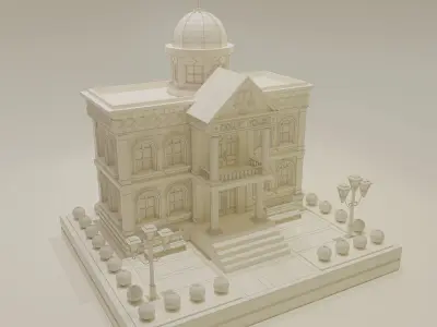 cartoon court house 01 3D model