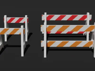 Traffic Barrier Pack Low-poly 3D model