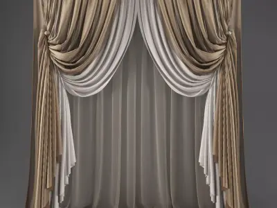 Curtain with drapes Low-poly 3D model purchase