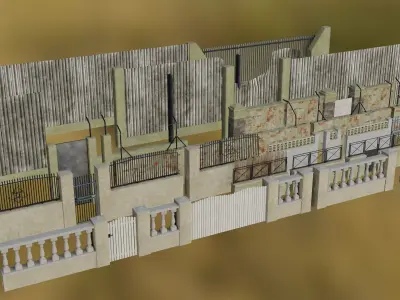 Low poly Fences and Walls small asset pack Low-poly 3D model