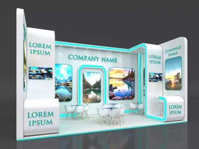 Booth Exhibition Stand Stall 8x4m Height 450 cm 1 Side Open 3D model