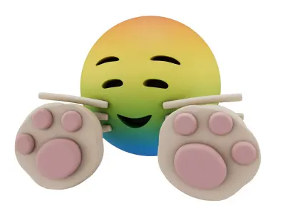 Cat Smiling Face With Cat Paw Emoji v1 006 Low-poly 3D model