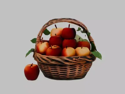 fruit basket Low-poly 3D model
