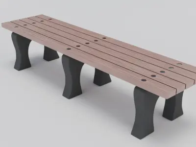 Outdoor Wooden Bench 1 Low-poly 3D model