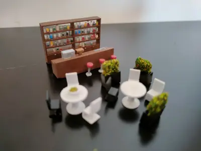 Bar and Restaurant furniture - H0 Scale 3D print model