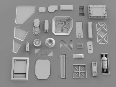 Sci fi trim sheets 4 3D model