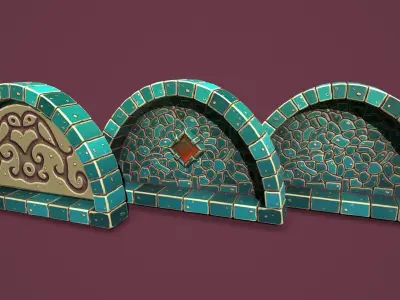 Fantasy stone window 2 Low-poly 3D model